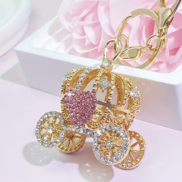 Handbags - Carriage rhinestone bag charm keychain